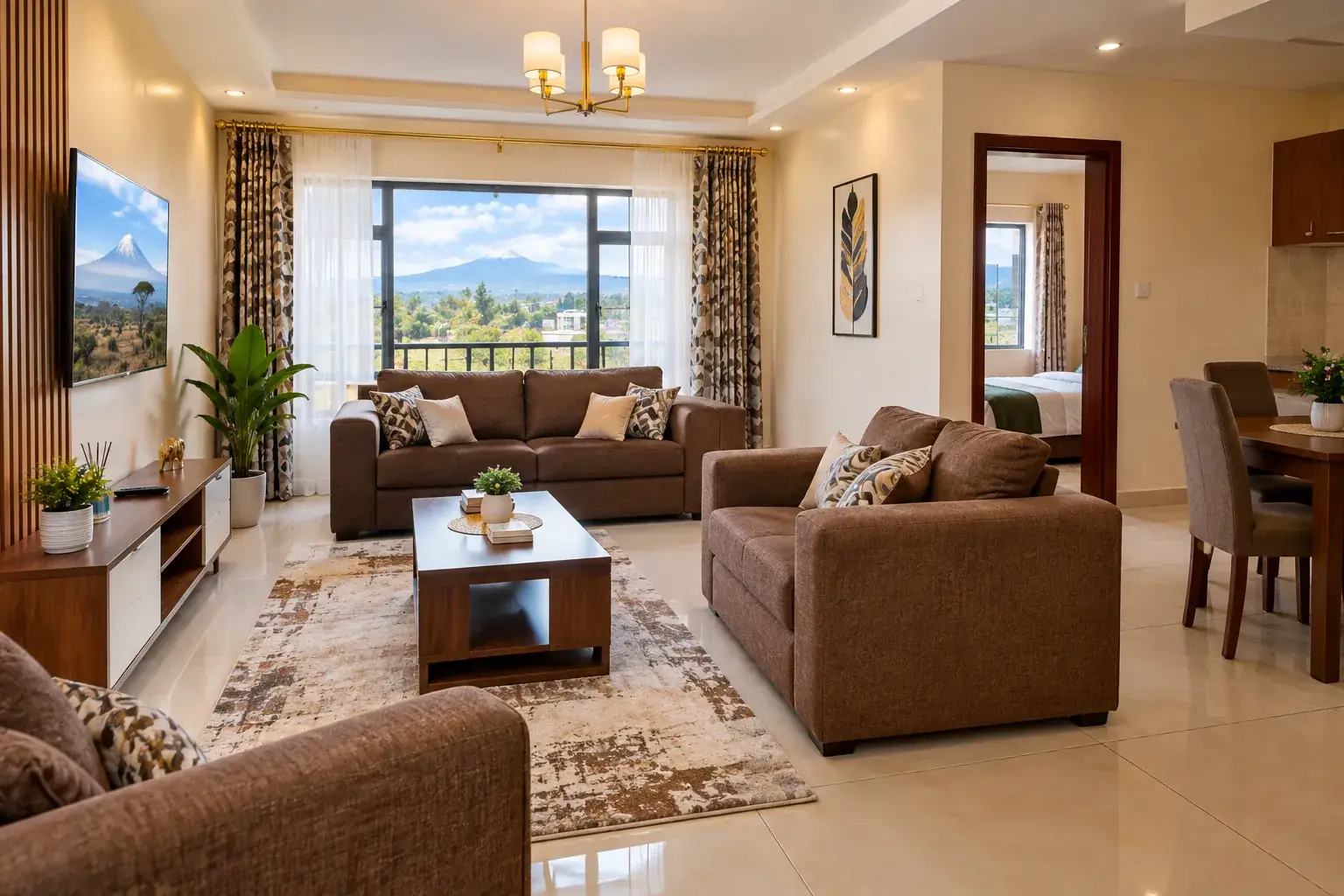 Bright living room with a view