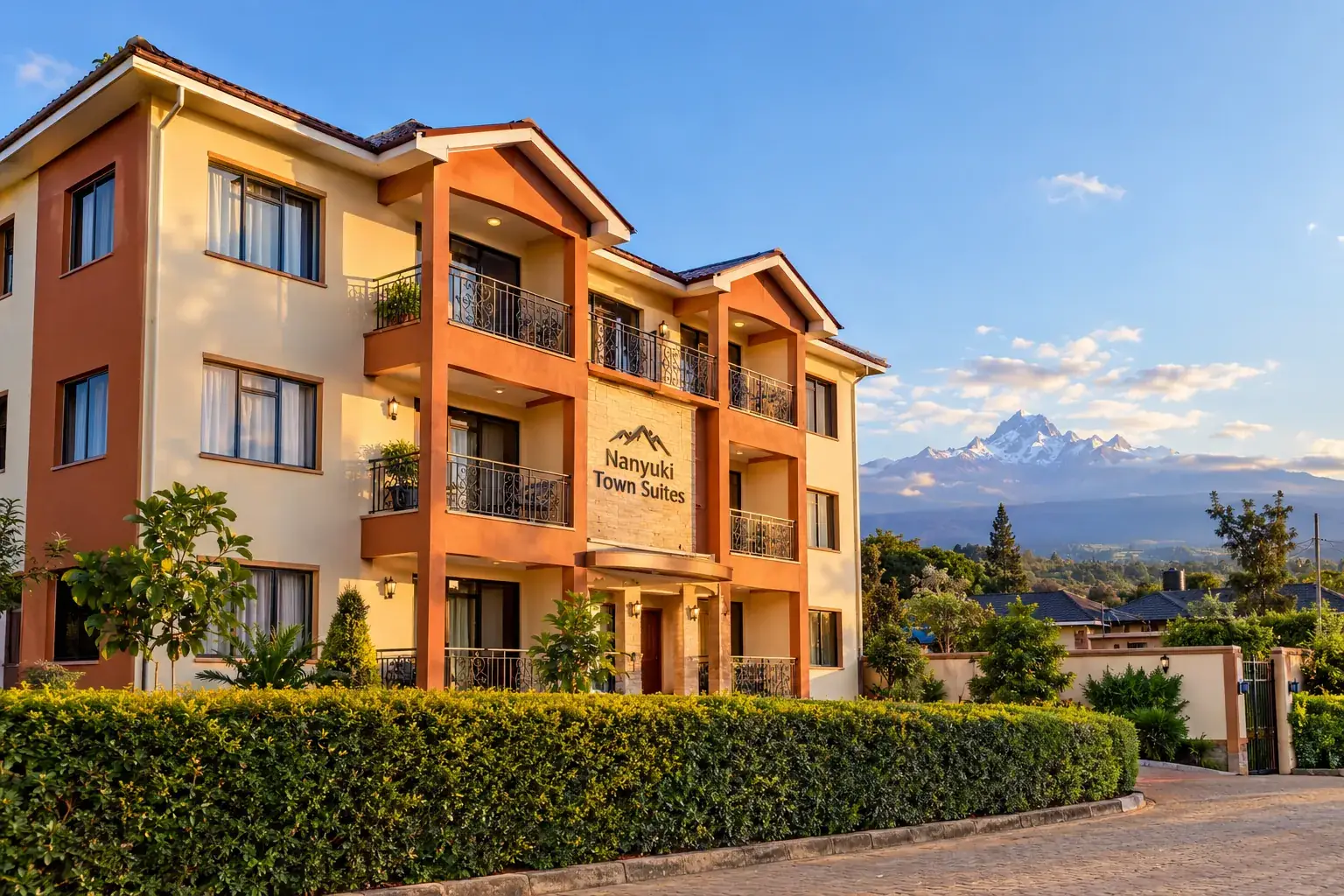 Three-storey apartments with mountain view